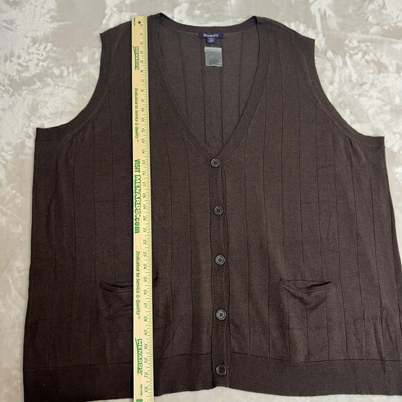 Roamans Cardigan Womens 4X Brown Sleeveless Sweater Vest V Neck Minimalist Layer - Picture 8 of 11
